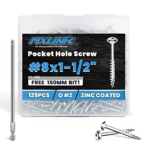 Pocket Hole Screws 2-1/2 Inch, FIXLINK Pocket Screws #8 X 2-1/2", 325 PCS, Blue Coated Pocket Hole Screws for Outdoor, Square Drive, 150MM Drive Bit Included