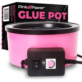 Pink Power Electric Hot Glue Pot for Crafts w/Adjustable Temp 225-400 F - 160ml Hot Glue Skillet for Crafting - Hot Glue Pots for Crafters - Mini Electric Skillet Hot Glue Stick Glue Pellet Pot