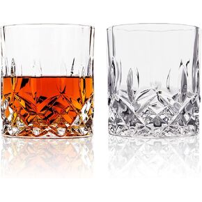 LEMONSODA Crystal Cut Old Fashioned Whiskey Glasses - Set of 4-10oz Ultra-Clear Premium Lead-Free Crystal Glass Tumbler For Drinking Bourbon, Scotch, Cocktails