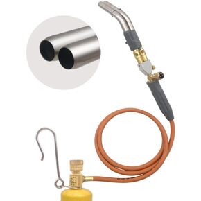 Double Heads Mapp Gas Torch Turbo with 5ft long Hose WT-10, Map Torch Turbo Tips Mapp Gas Torch Propane Torch Head Handheld