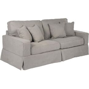 Sunset Trading Americana Replacement Slipcover Only for Box Cushion Track Arm Sofa | Performance Fabric Washable Water-Resistant Stain-Proof | Gray