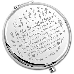 PLITI Niece Gift Niece Birthday Gift Niece Graduation Gift to My Beautiful Niece Compact Mirror from Aunt Uncle (Niece Amazing CM)