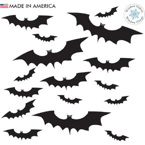 16 x Halloween Bat Window Clings - Halloween Window Clings Bats Vinyl - Window Bats Halloween Decor - Halloween Window Decorations Stickers (16 x Bat Window Clings)