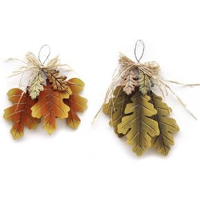 Autumn Fall 3 Wood Oak Tree Leaf Cluster Hanging Front Door Decoration Wall Decor Sign Decorative Ornaments