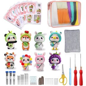 BAGERLA Needle Felting Kit for Beginner, Wool Felting Tool Kits Includes 8 Pcs Animal Instructions Felting Pad Needle Felting Basic Tools for DIY Felting Starters