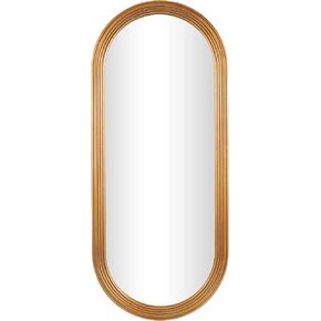 Deco 79 Wooden Room Wall Mirror Oval Entryway Mirror with Dimensional Carved Frame, Wall Mounted Mirror 22" x 1" x 51", Brown
