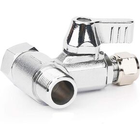 Frizzlife Brass Feed Water Adapter - 3/8 inch,3/8 inch Comp and 1/4 inch OD Compression Angle Stop Valve Adapter for Reverse Osmosis Water Filters, Coffee Brewers,Ice Maker