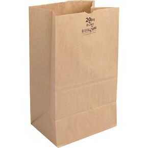 Duro Bag 20# Short SOS Bag 40# 100% Recycled Natural Kraft, Pack of 100 Bags