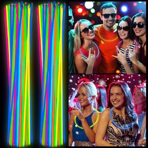Deekin 22 Inch Glow Sticks Bulk Glow Necklaces Light up Necklaces with Connectors Party Neon Glow in the Dark Necklace for Halloween Birthday Festivals Raves Wedding Favors Party