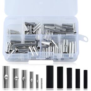 220 Pcs Non Insulated Butt Connectors Kit With Heat Shrinkable Tube Butt, 24-8AWG Seamless Uninsulated Butt, Tinned Copper Butt Splice Connector, Non Insulated Wire Connectors Crimp Terminals in Saudi Arabia