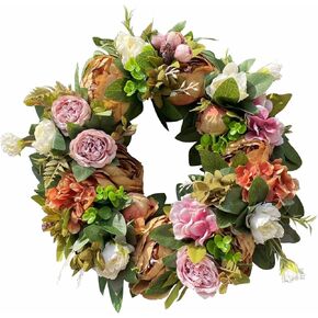 Fall Wreaths for Front Door 16" Autumn Wreaths Spring Wreaths for Front Door Wreaths for All Season Outside Door Decor (Brown)