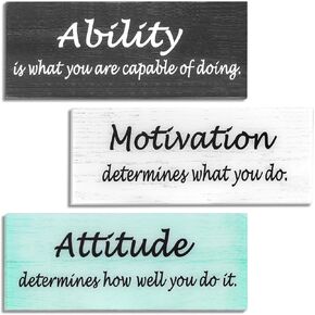 Inspirational Wall Decor for Office, Ability Sign Motivational Wall Art with Sayings, Wooden Inspirational Wall Art, Positive Wall Plaque for Office Work