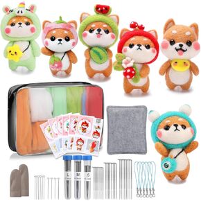 BAGERLA Needle Felting Kit, Wool Felting Beginner Kits Includes 8 Pcs Animal Instructions Felting Pad Needle Felting Basic Tools, Complete Needle Felting Supplies for DIY Felting Starters