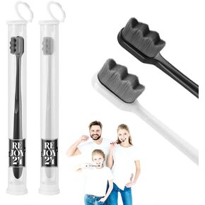 Extra Soft Nano Toothbrush(Pack of 2, Covers Included) with 20,000 Soft Bamboo Charcoal Infused Hair Bristles for Sensitive Gums & Teeth with Tubes Cover Protection for Hygiene.