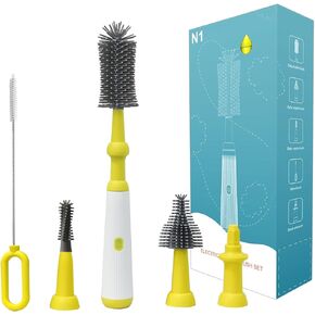 soarup90000 Electric Baby Bottle Brush Cleaner Set with Rechargeable Electric Bottle Cleaner and Silicone Baby Bottle Brushes and Straw Brush, Automatic Bottle Cleaner Brush for home and kitchen,Green