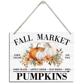 Fall Decoration, Fall Markets Sign, Rustic Hanging Wood Plaque Sign, Pumpkins Decor, Farmhouse Decor, Fall Wall Art, Home Kitchen Wall Decor, Kitchen Door Sign, Decorative Wooden Wall Sign