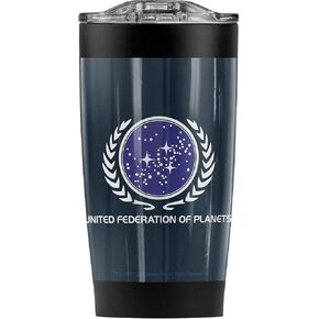 Star Trek United Federation of Planets Stainless Steel Tumbler 20 oz Coffee Travel Mug/Cup, Vacuum Insulated & Double Wall with Leakproof Sliding Lid | Great for Hot Drinks and Cold Beverages