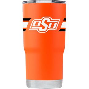 Gametime Sidekicks Oklahoma State 20oz Dark Orange Tumbler - Officially Licensed, 18/8 Stainless Steel, Double-walled, Vacuum-insulated, UV LED Printed Logos, Sweatless, Stays Hot/Cold - 360 Wrap
