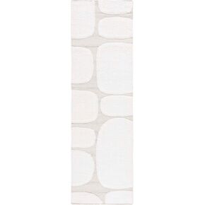 SAFAVIEH Manhattan Collection Runner Rug - 2'3" x 8', Ivory & Beige, Handmade Mid-Century Modern Abstract Textured Wool, Ideal for High Traffic Areas in Living Room, Bedroom (MAN550A)
