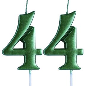 Green 44th Birthday Candle, Number 44 Years Old Candles Cake Topper, Woman Or Man Party Decorations, Supplies