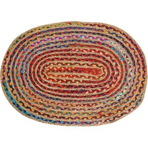 RAJRANG Multicolor Chindi Braided Rag Rug Oval 5x8 ft Handwoven with Natural Jute and Pure Cotton Reversible Farmhouse Boho Area Rugs for Living Room, Bedroom, Home Decor