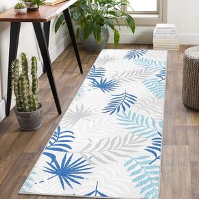 GAOMON 5x7 Washable Rugs Non Slip Modern Botanical Throw Rugs for Living Room Bedroom Office Nursery Tropics Palm Leaves Rug Neutral Farmhouse Floor Cover Multi Color