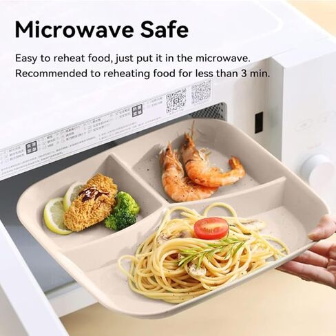 10 Inch Portion Control Divided Plates for Healthy Eating, 4PCS Unbreakable Wheat Straw Dinner Plate BPA Free, Plates for Kids Adults Picnic,Reusable Plates (4 PACK) in Saudi Arabia