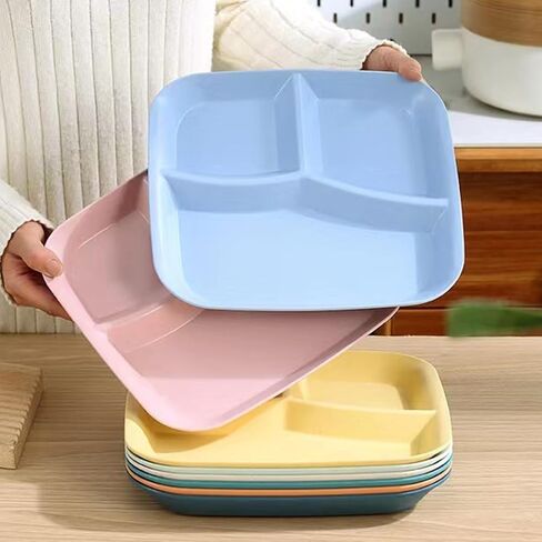 10 Inch Portion Control Divided Plates for Healthy Eating, 4PCS Unbreakable Wheat Straw Dinner Plate BPA Free, Plates for Kids Adults Picnic,Reusable Plates (4 PACK) in Saudi Arabia