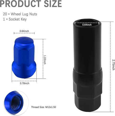 20PCS Lug Nuts Set Wheel Lug Nuts Replacement,M12x1.5 Lug Nuts with 7 Spline Lug Nut Key Secure Wheel,Wheel Lock Removal Kit Compatible with Chevrole,Ford,Toyota,Honda (Red) in Saudi Arabia