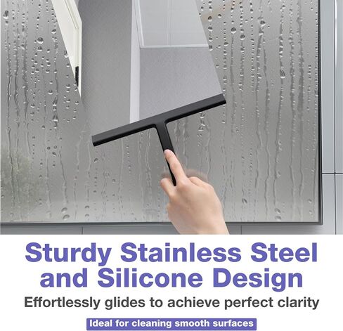Kincmax All-Purpose Shower Squeegee - Stainless Steel Silicone Bath Squeegee - Window Shower Door Squeegee for Shower Glass Doors with Hook - Bathroom Shower Kitchen - Medium White in Saudi Arabia