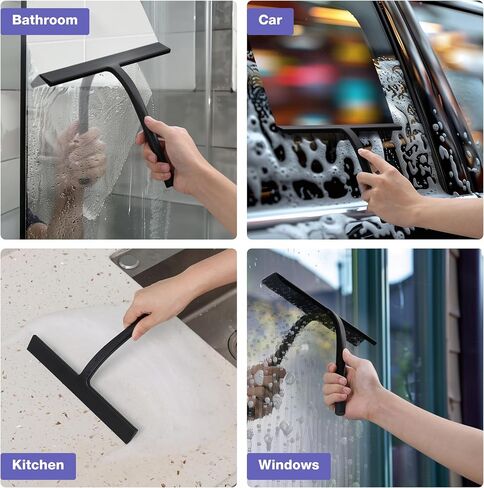 Kincmax All-Purpose Shower Squeegee - Stainless Steel Silicone Bath Squeegee - Window Shower Door Squeegee for Shower Glass Doors with Hook - Bathroom Shower Kitchen - Medium White in Saudi Arabia