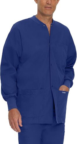 Landau Essentials Relaxed Fit 5-Pocket Snap-Front Scrub Jacket for Men 7551 in Saudi Arabia