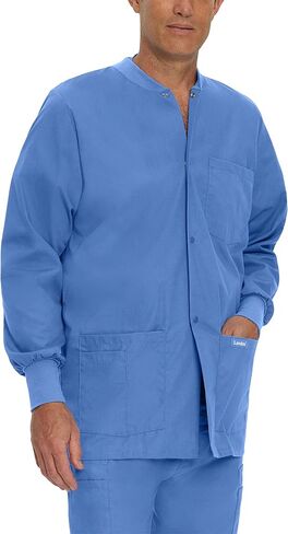 Landau Essentials Relaxed Fit 5-Pocket Snap-Front Scrub Jacket for Men 7551 in Saudi Arabia