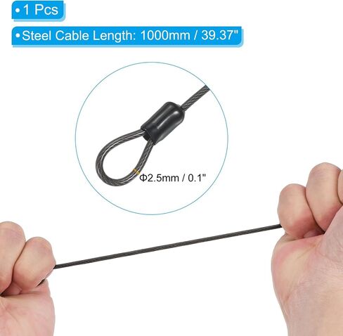 PATIKIL Security Steel Cable with 4 Digit Combination Lock, 2 Set 4.9Ft Coated Safety Wire Rope Double Loop Padlock for Outdoor Travel Luggage, Gray in Saudi Arabia