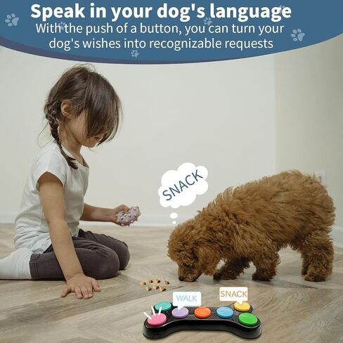 RIBOSY Dog Buttons for Communication, 6 Pcs Dog Speech Training Buzzers, Recordable Buttons with 50 Training Stickers - Train Your Dog to Voice What They Want (Battery Included) in Kuwait