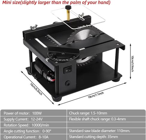 Multi-Functional Table Saw,200W Mini Desktop Electric Saw Cutter Speed & Angle Adjustable for Wood Plastic Acrylic Cutting in Kuwait