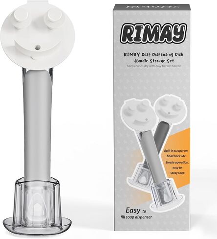 RIMAY Smile-Face Dish Wand Handle for Scrub Daddy Sponge - Soap Dispensing Cleaning Dishwand Scrub Handle Set with Holder (No Sponge Included) in Saudi Arabia