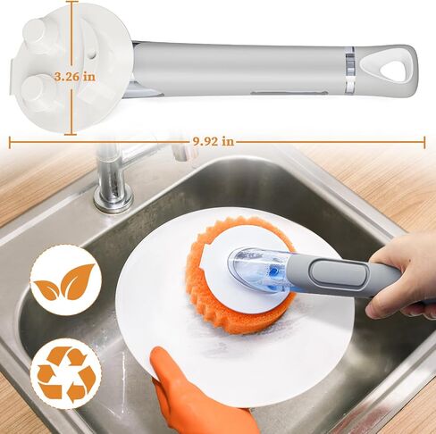 RIMAY Smile-Face Dish Wand Handle for Scrub Daddy Sponge - Soap Dispensing Cleaning Dishwand Scrub Handle Set with Holder (No Sponge Included) in Saudi Arabia