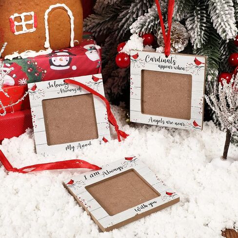 Red Cardinal Christmas Ornaments Wood Picture Frame Memorial Xmas Tree Ornaments When Cardinal Appear Angels are Near I Am Always with You Tree Decorations in Memory of Loved One (Mixed Style, 9 Pcs) in Saudi Arabia
