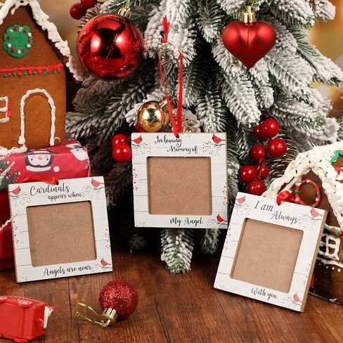 Red Cardinal Christmas Ornaments Wood Picture Frame Memorial Xmas Tree Ornaments When Cardinal Appear Angels are Near I Am Always with You Tree Decorations in Memory of Loved One (Mixed Style, 9 Pcs) in Saudi Arabia