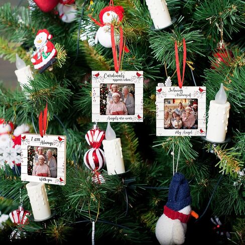 Red Cardinal Christmas Ornaments Wood Picture Frame Memorial Xmas Tree Ornaments When Cardinal Appear Angels are Near I Am Always with You Tree Decorations in Memory of Loved One (Mixed Style, 9 Pcs) in Saudi Arabia