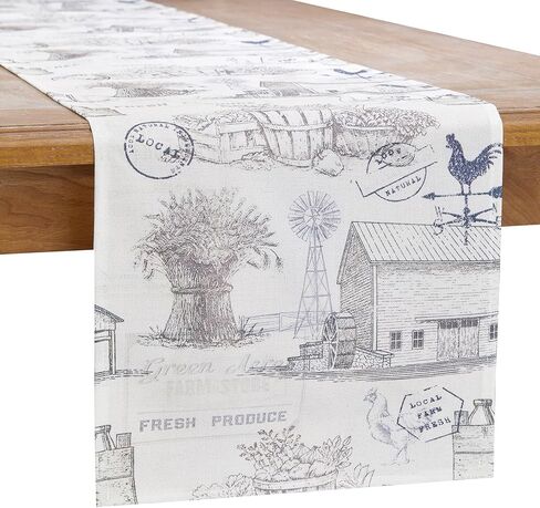 مفرش طاولة مزرعة ريفية من Estmy بطول 182.88 سم، مقاوم للماء/خفيف الوزن/بوليستر، كوخ ريفي، مقصورة مزرعة، غرفة الطعام، أريكة، مفرش طاولة القهوة، إكسسوارات قطعة مركزية للطاولة في الأماكن المغلقة والمفتوحة in Kuwait