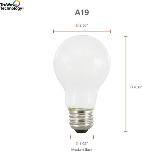 لمبة الإضاءة سيلفانيا LED TruWave Natural Series A19، ما يعادل 40 وات، كفاءة 5.5 وات، قابلة للتعتيم، 450 لومن، متجمد 2700 ك، أبيض ناعم - 6 عبوات (40816) in Saudi Arabia