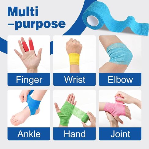 AZEN 8 Pack Self Adhesive Bandage Wrap, 2" X 5 Yards Elastic Cohesive Bandage Wrap, Skin Color Athletic Tape, Vet Wrap, Ankle Tape, Tattoo Grip Tape Wrap in Kuwait
