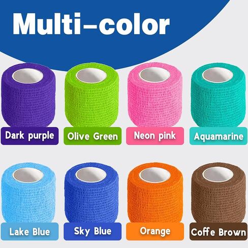 AZEN 8 Pack Self Adhesive Bandage Wrap, 2" X 5 Yards Elastic Cohesive Bandage Wrap, Skin Color Athletic Tape, Vet Wrap, Ankle Tape, Tattoo Grip Tape Wrap in Kuwait
