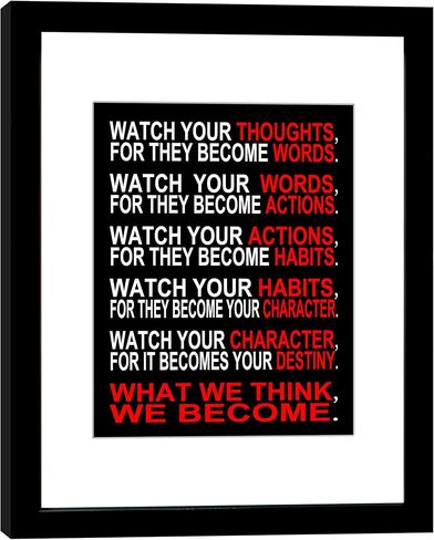 Wieco Art Think Quotes Wall Art Inspirational Canvas Print Motivation Classroom Decor With Black Frame and Real Glass for Home Office Wall Decoration in Kuwait