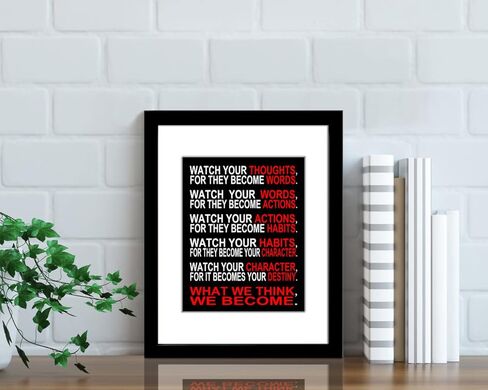 Wieco Art Think Quotes Wall Art Inspirational Canvas Print Motivation Classroom Decor With Black Frame and Real Glass for Home Office Wall Decoration in Kuwait