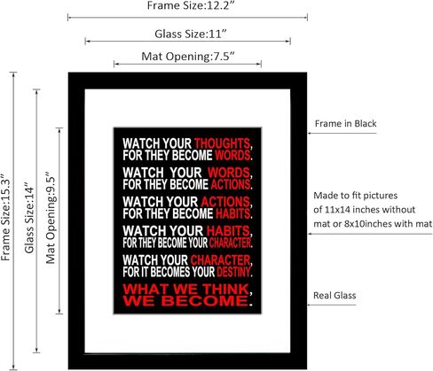 Wieco Art Think Quotes Wall Art Inspirational Canvas Print Motivation Classroom Decor With Black Frame and Real Glass for Home Office Wall Decoration in Kuwait