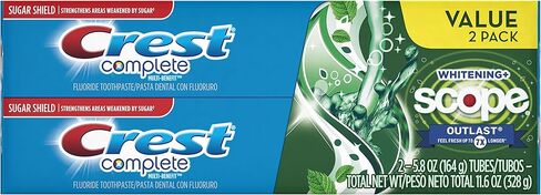 Crest Complete Multi Benefit Scope Outlast Fresh Breath Whitening Toothpaste Mint 5.8 Ounce (Pack of 2) in Kuwait