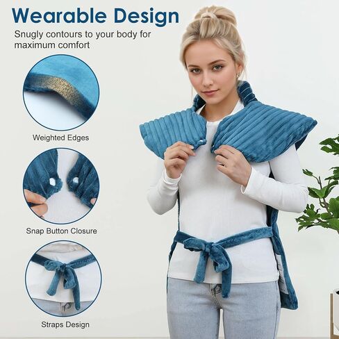 Heating Pad for Neck and Shoulders with 2 Massagers,Vibrating Heating Pads for Back Pain Relief, Auto-shutoff,2 Heat Settings,4 Massage Modes,Machine Washable,Grey in Saudi Arabia